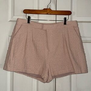 NWT Ladaire Alexa Tweed Pleated Shorts In Cameo Pink